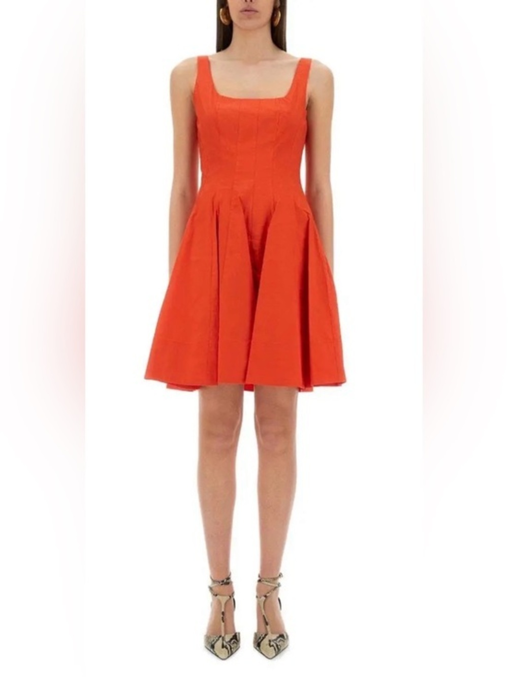 STAUD Wells Mini Dress- Burnt Orange- 14- MSRP $285